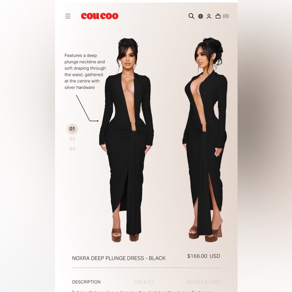Coucoo Black Deep Plunge Dress